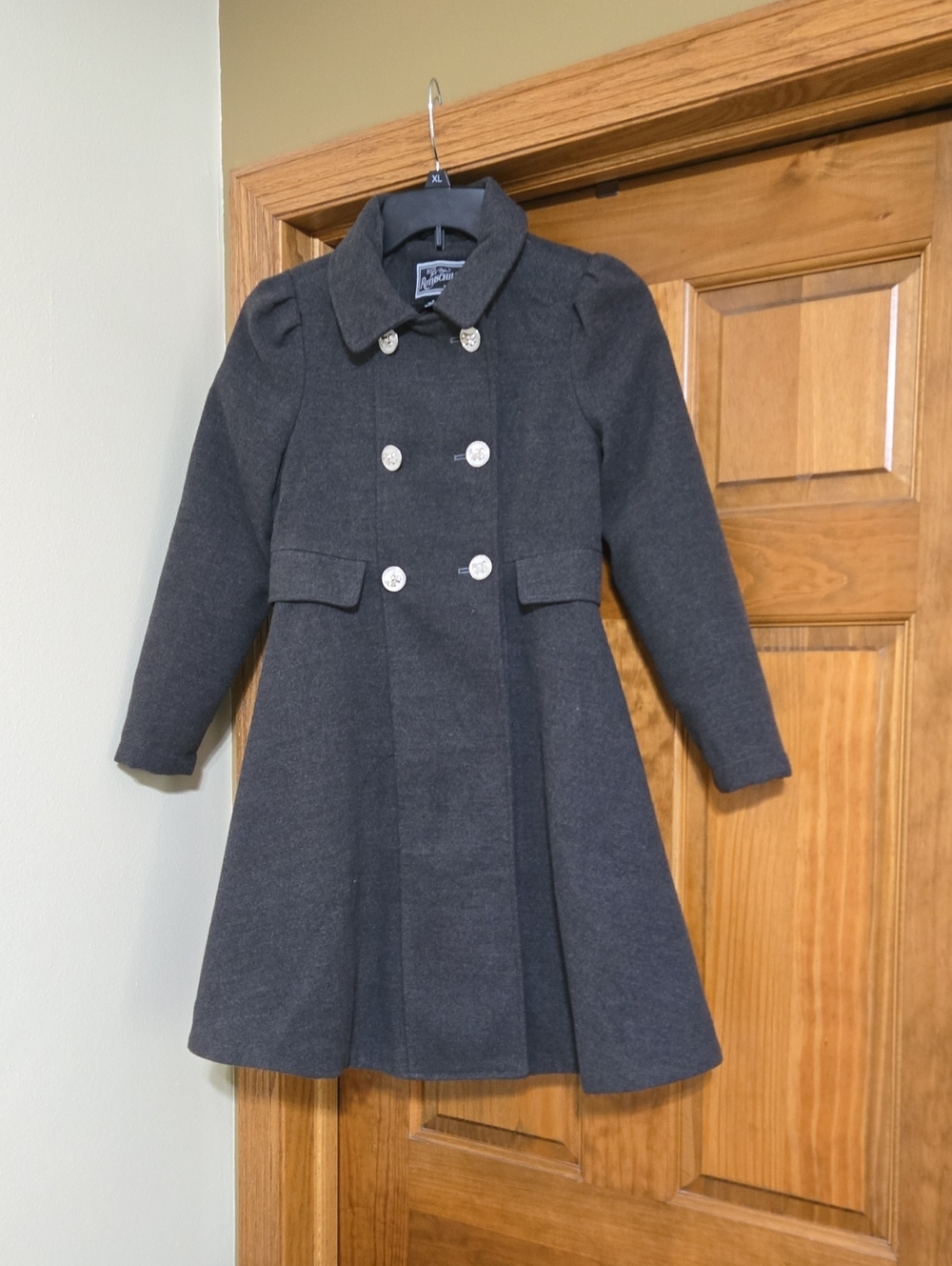 Rothschild Girls' Double-Breasted Charcoal Pea Coat